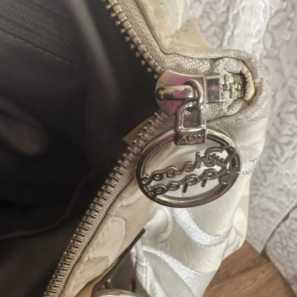 COACH Poppy Signature Metallic Glam Tote Shoulder Bag Purse 16289